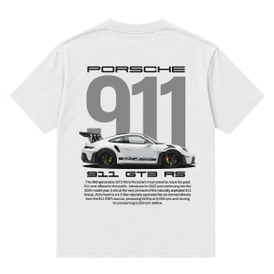 White Porshe GT3 Drop Shoulder T Shirt