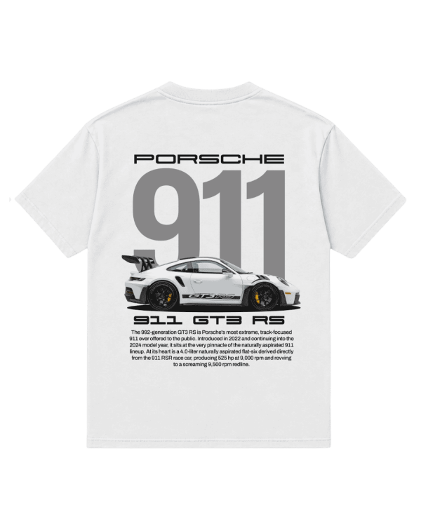 White Porshe GT3 Drop Shoulder T Shirt